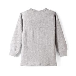 Babyhug Cotton Knit Full Sleeves Front Open Solid Colour Thermal Vest - Light Grey