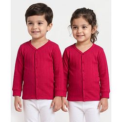 Babyhug Cotton Knit Full Sleeves Solid Colour Thermal Vest - Red
