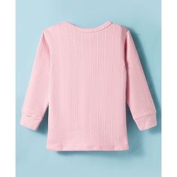 Babyhug Knit Full Sleeves Front Open Solid Color Thermal Inner Wear Vest - Pink