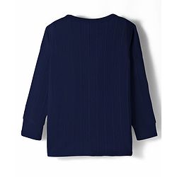 Babyhug Cotton Knit Full Sleeves Solid Colour Thermal Vest - Navy Blue
