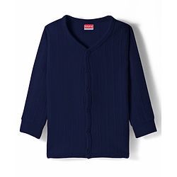 Babyhug Cotton Knit Full Sleeves Solid Colour Thermal Vest - Navy Blue