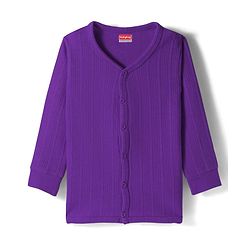 Babyhug Cotton Knit Full Sleeves Front Open Solid Colour Thermal Vest - Purple