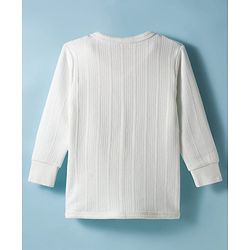 Babyhug Knit Full Sleeves Solid Color Thermal Inner Wear Front Open Vest - Off White