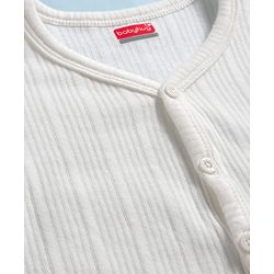 Babyhug Knit Full Sleeves Solid Color Thermal Inner Wear Front Open Vest - Off White