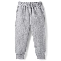 Babyhug Knit Full Length Solid Color Thermal Pant - Light Grey