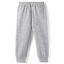 Babyhug Knit Full Length Solid Color Thermal Pant - Light Grey