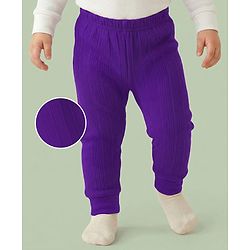 Babyhug Knit Full Length Solid Color Thermal Pants - Purple