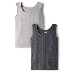 Babyhug Knit Sleeveless Solid Color Thermal Inner Vests Pack Of 2 -  Grey & Light Grey