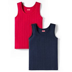 Babyhug Knit Solid Color Thermal Vests Pack of 2 - Red & Navy Blue