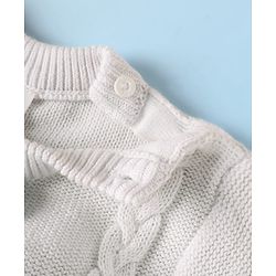 Babyhug Sweater Knit Full Sleeves Winter Wear Romper With Cable Knit Design & Bow Applique - Light Blue