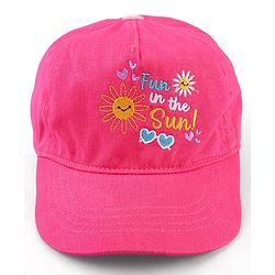Babyhug Cotton Woven Cap With Text Embriodery Pink - Diameter 16 cm