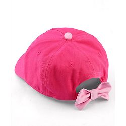 Babyhug Cotton Woven Cap With Text Embriodery Pink - Diameter 16 cm