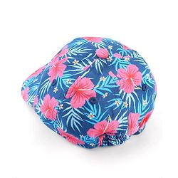 Babyhug Cotton Woven Cap With Floral Print Navy Blue - Diameter 15 cm