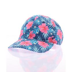 Babyhug 100% Cotton Woven Cap With Floral Print Navy Blue - Diameter 17 cm
