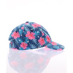 Babyhug 100% Cotton Woven Cap With Floral Print Navy Blue - Diameter 17 cm