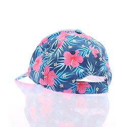 Babyhug 100% Cotton Woven Cap With Floral Print Navy Blue - Diameter 17 cm