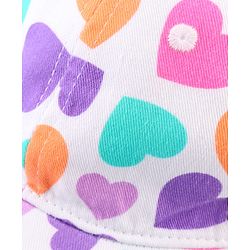 Babyhug Cotton Woven Cap With Heart Print White - Diameter 17 cm