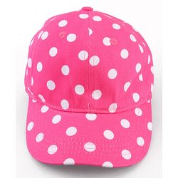 Babyhug Cotton Woven Cap With Polka Dot Print Pink - Diameter 17 cm