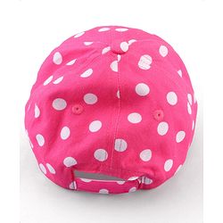 Babyhug Cotton Woven Cap With Polka Dot Print Pink - Diameter 17 cm