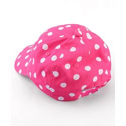 Babyhug Cotton Woven Cap With Polka Dot Print Pink - Diameter 17 cm