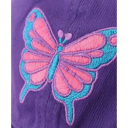 Babyhug Cotton Woven Cap With Butterfly Print Purple - Diameter 16