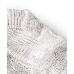 Babyhug Sweater Knit Full Sleeves Winter Wear Romper With Cable Knit Design & Bow Applique - Light Blue