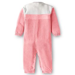 Babyhug Sweater Knit Full Sleeves Winter Wear Romper With Cable Knit Design & Bow Applique - Light Blue