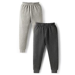 Babyhug Knit Full Length Solid Thermal Wear Leggings Pack of 2 - Dark Grey & Light Grey