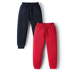 Babyhug Knit Full Length Solid Thermal Wear Leggings Pack of 2 - Red & Navy Blue