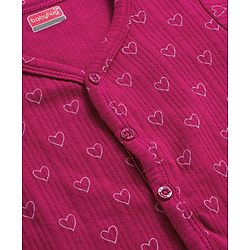 Babyhug Knit Full Sleeves Thermal Inner Wear Set With Heart Print - Fuchsia