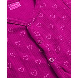 Babyhug Knit Full Sleeves Thermal Inner Wear Set With Heart Print - Fuchsia