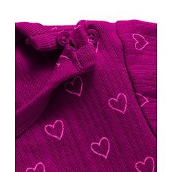 Babyhug Knit Full Sleeves Thermal Inner Wear Set With Heart Print - Fuchsia