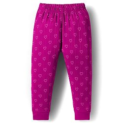 Babyhug Knit Full Sleeves Thermal Inner Wear Set With Heart Print - Fuchsia