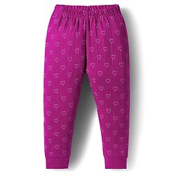 Babyhug Knit Full Sleeves Thermal Inner Wear With Heart Print - Fuschia