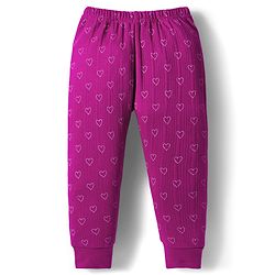 Babyhug Knit Full Sleeves Thermal Inner Wear With Heart Print - Fuschia