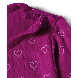 Babyhug Knit Full Sleeves Thermal Inner Wear With Heart Print - Fuschia