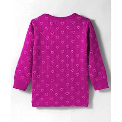 Babyhug Knit Full Sleeves Thermal Inner Wear With Heart Print - Fuschia
