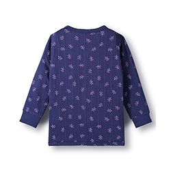 Babyhug Knit Full Sleeves Winter Thermal Inner Wear With Floral Print - Navy Blue