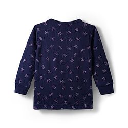 Babyhug Knit Full Length Thermal Inner Wear Set with Vest & Floral Print - Navy Blue