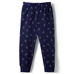 Babyhug Knit Full Length Thermal Inner Wear Set with Vest & Floral Print - Navy Blue