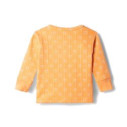 Babyhug Knit Full Sleeves Thermal Inner Wear Set With Heart Print - Orange