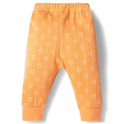 Babyhug Knit Full Sleeves Thermal Inner Wear Set With Heart Print - Orange