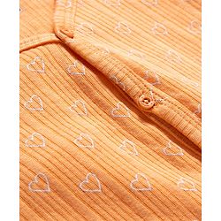 Babyhug Knit Full Sleeves Thermal Inner Wear Set With Heart Print - Orange