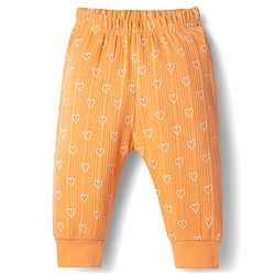 Babyhug Knit Full Sleeves Thermal Inner Wear Set With Heart Print - Orange