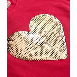 Babyhug 100 % Cotton Knit Full Sleeves Top with Sequined Heart - Red