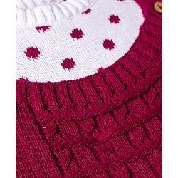Babyhug Sweater Knit Winter Wear Dungaree Style Romper & Full Sleeves Inner Tee With Polka Dot Design - White & Wine