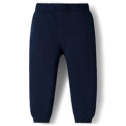 Babyhug Cotton Knitted Full Sleeves Striped Sweater Set With Cap - Navy Blue