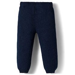 Babyhug Cotton Knitted Full Sleeves Striped Sweater Set With Cap - Navy Blue