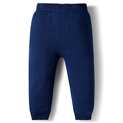 Babyhug Cotton Knitted Full Sleeves Striped Sweater Set With Cap - Navy Blue & Yellow