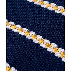 Babyhug Cotton Knitted Full Sleeves Striped Sweater Set With Cap - Navy Blue & Yellow